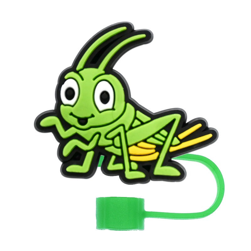 Wholesale Random 100pcs Cartoon Insect Series 10mm PVC Soft Straw Tube Cap ACC-SCR-RYY145