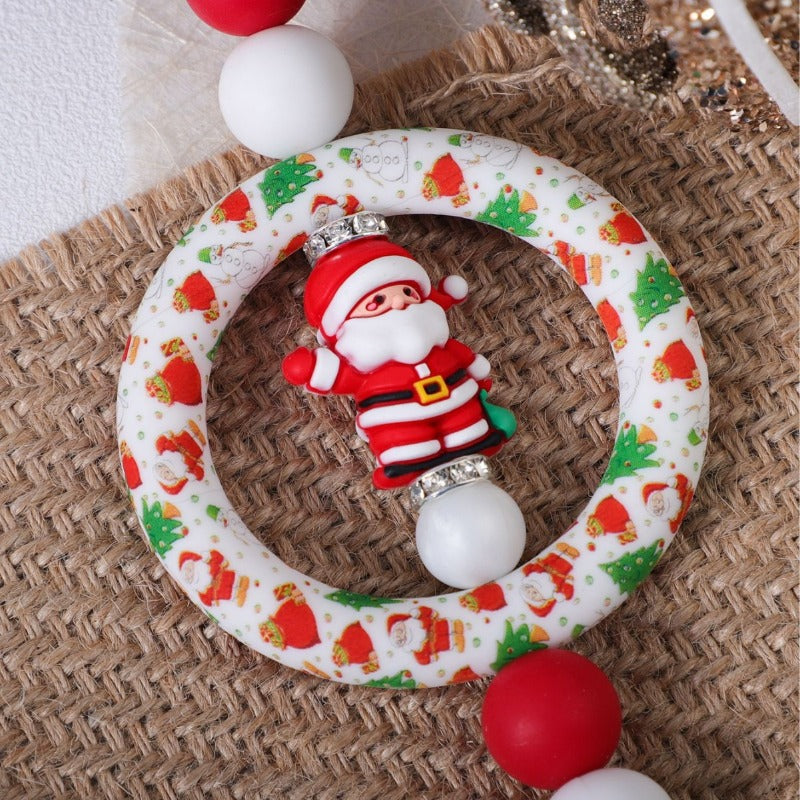 Wholesale Christmas Decoration DIY Beaded Round Silicone Keychain ACC-KC-JiuYa013