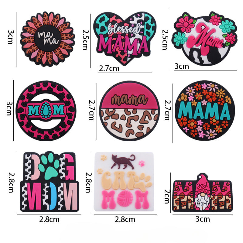 Wholesale 5pcs MaMa Silicone Beads Focal Beads Mother's Day ACC-BDS-GuangTian032