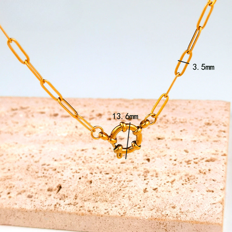 Wholesale Spring Clasp Stainless Steel Electroplated 18K Gold O Necklaces ACC-NE-GuDi012