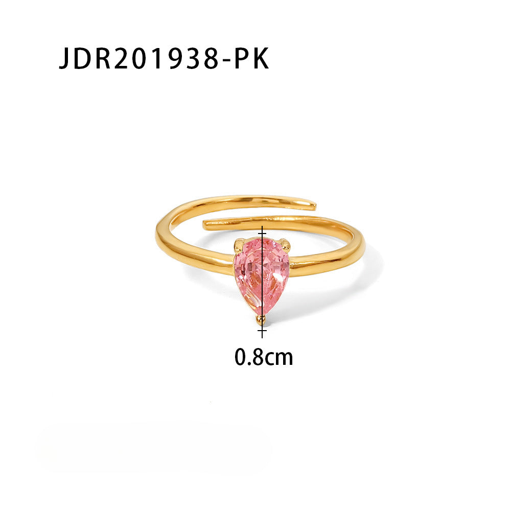 Wholesale 18K Gold Plated Stainless Steel Zircon Rings ACC-RS-WanX010