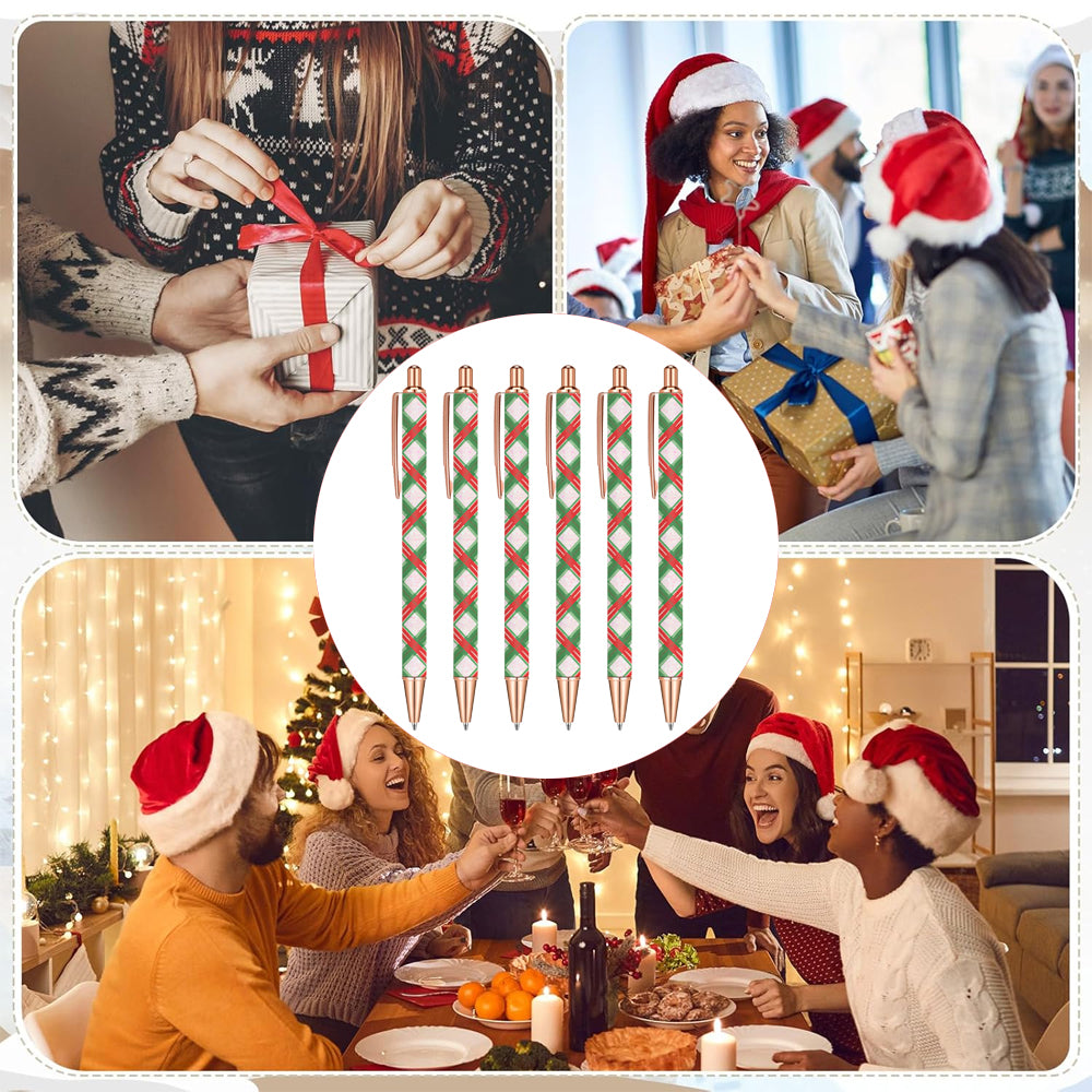 Wholesale 6pcs Christmas Ballpoint Pens Set Metal Journaling Black Ink Pretty Cute Fancy Stationery Gifts for Birthday Home Office Desk