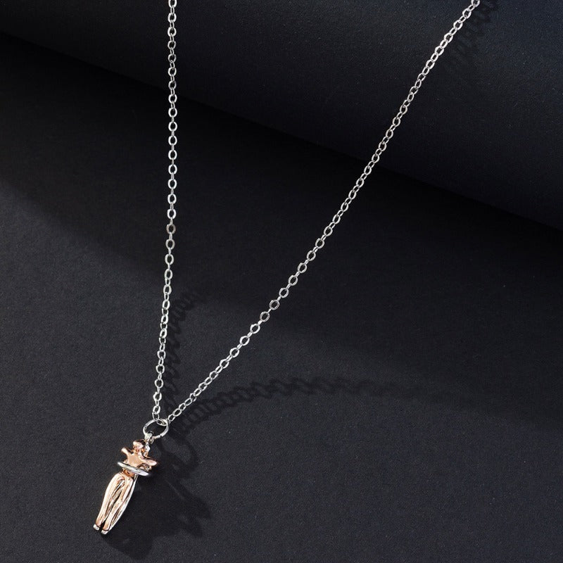 Wholesale Two-color Valentine's Day Hug Clavicle Necklace ACC-NE-QingHe003