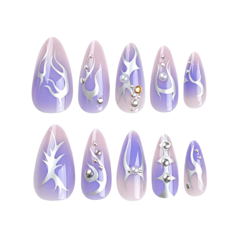 Wholesale 24 Pieces/box Flame Press-on Nails Kits Nail Stickers ACC-NS-LeFan099