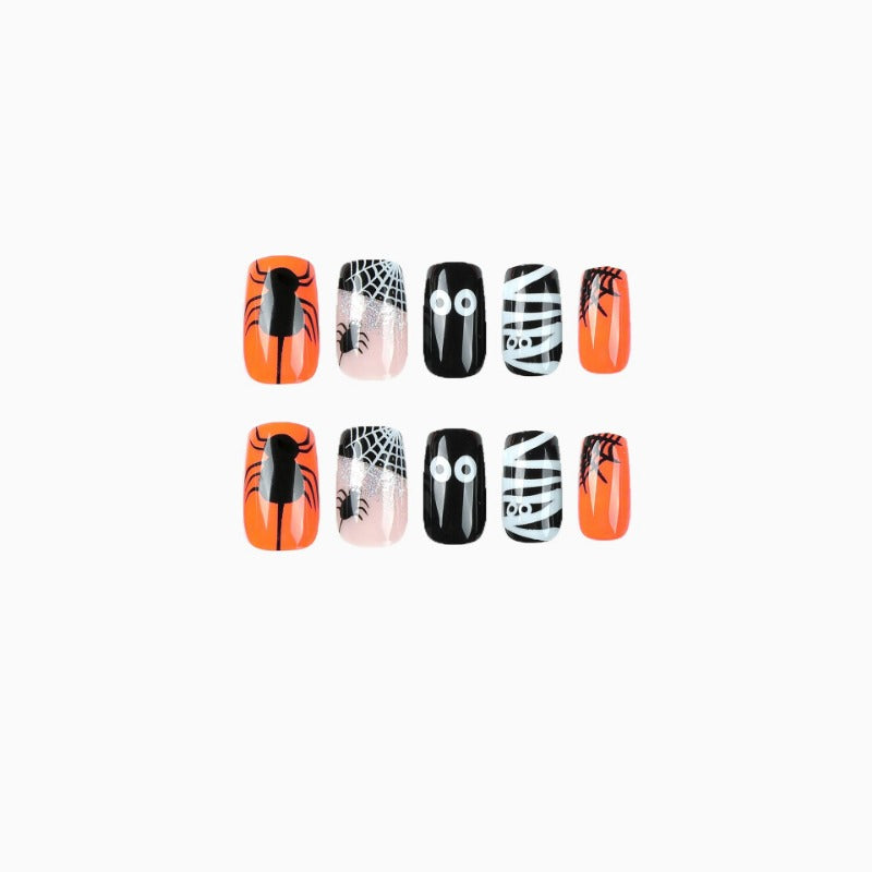 Wholesale 24 Pieces/box Halloween Spider Press-on Nails Kits Nail Stickers ACC-NS-LeFan103