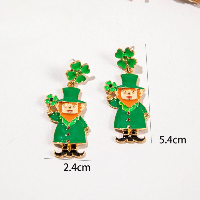 Wholesale St. Patrick Green Four Leaf Clover Earrings ACC-ES-YongGe004