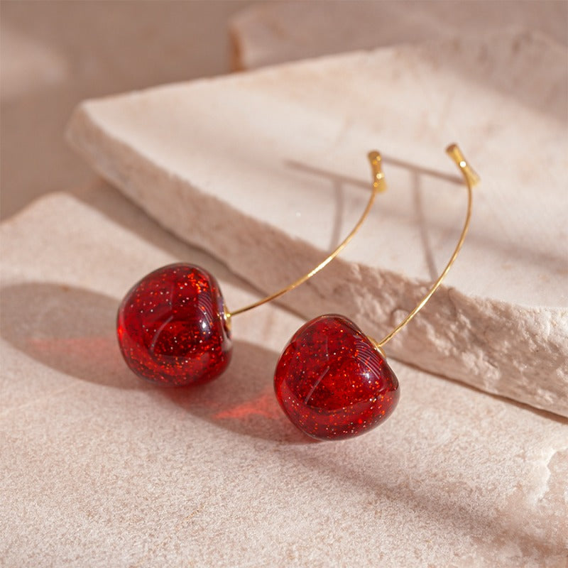 Wholesale Resin Dyed Cherry Earrings ACC-ES-JingQiao006