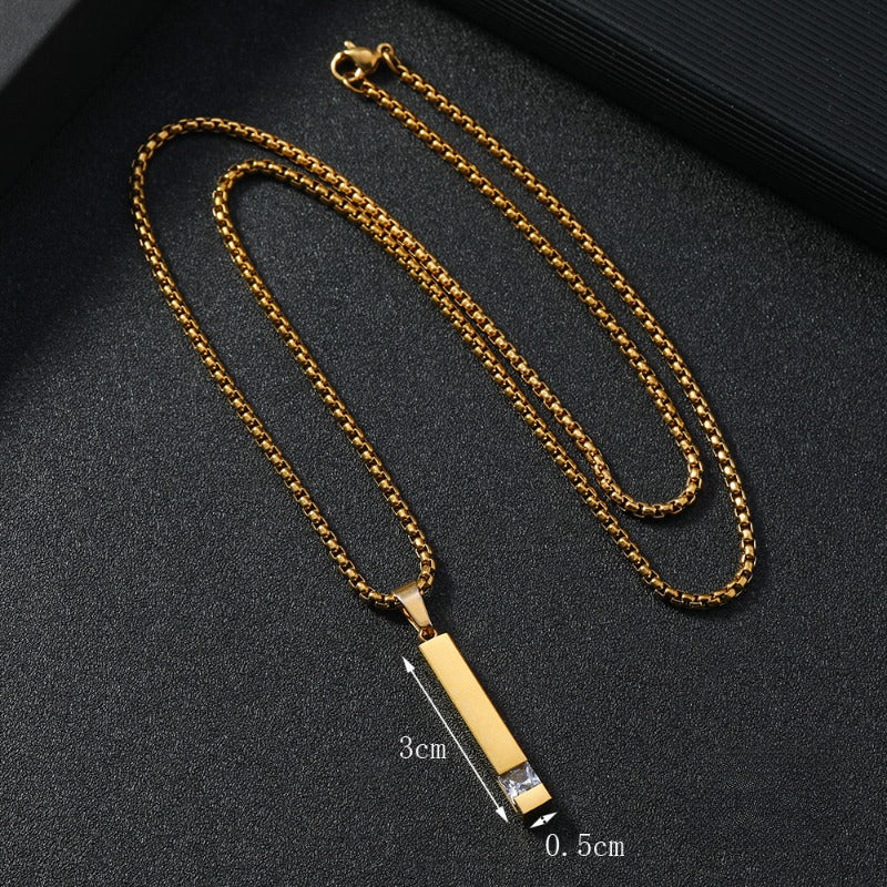 Wholesale Square Diamond Pendant Zircon Stainless Steel Necklaces ACC-NE-WangG002