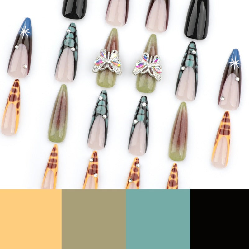 Wholesale 24 Pieces/box Diamond Butterfly Nails Kits Nail Stickers ACC-NS-LeFan177