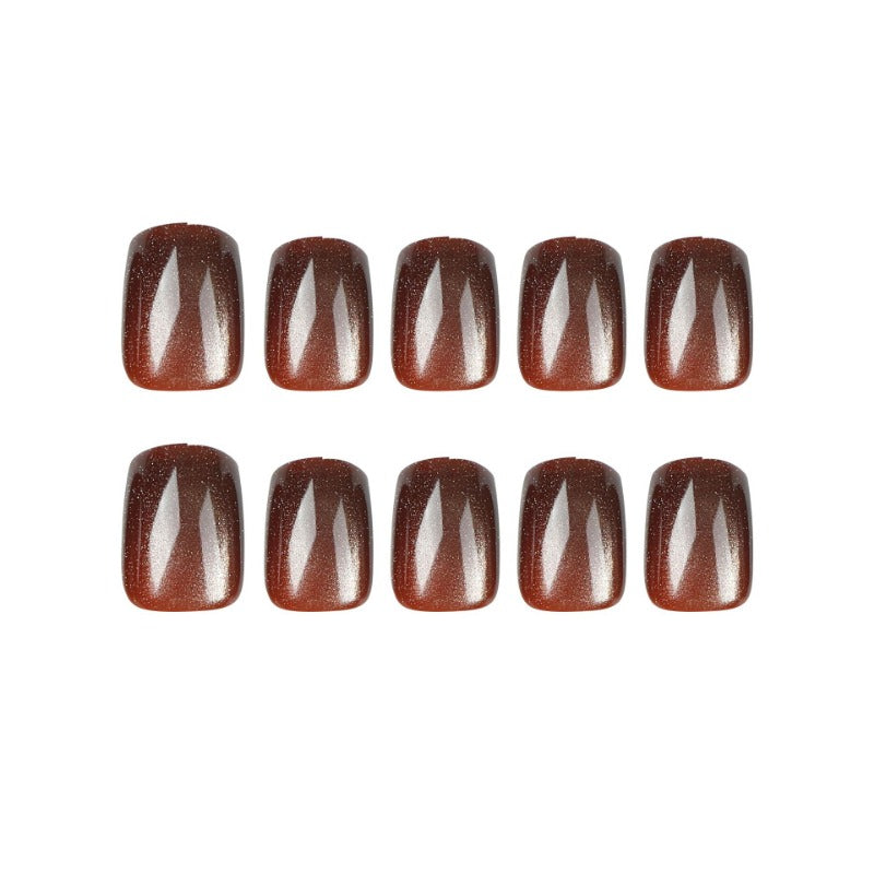 Wholesale 24 Pieces/box Brown Cat Eye Nails Kits Nail Stickers ACC-NS-LeFan173
