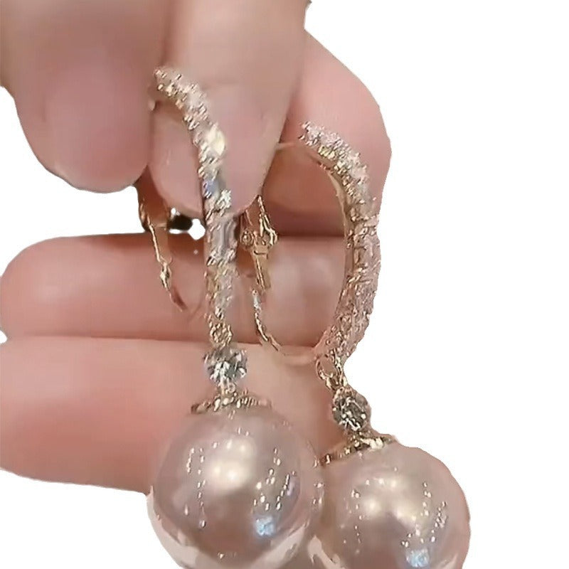 Wholesale Silver Needle Zircon Circle Pearl Earrings ACC-ES-KJ019