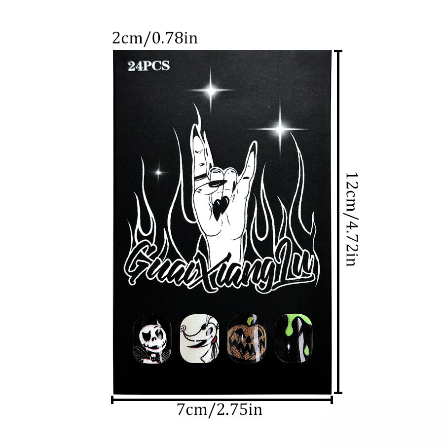 Wholesale 24 Pieces/box Halloween Press-on Nails Kits Nail Stickers ACC-NS-GuaiXL108