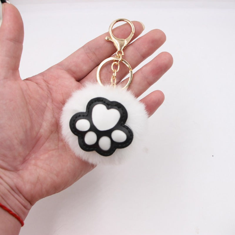 Wholesale Cute Cat Paw Pom Pom Keychains ACC-KC-Zuge006