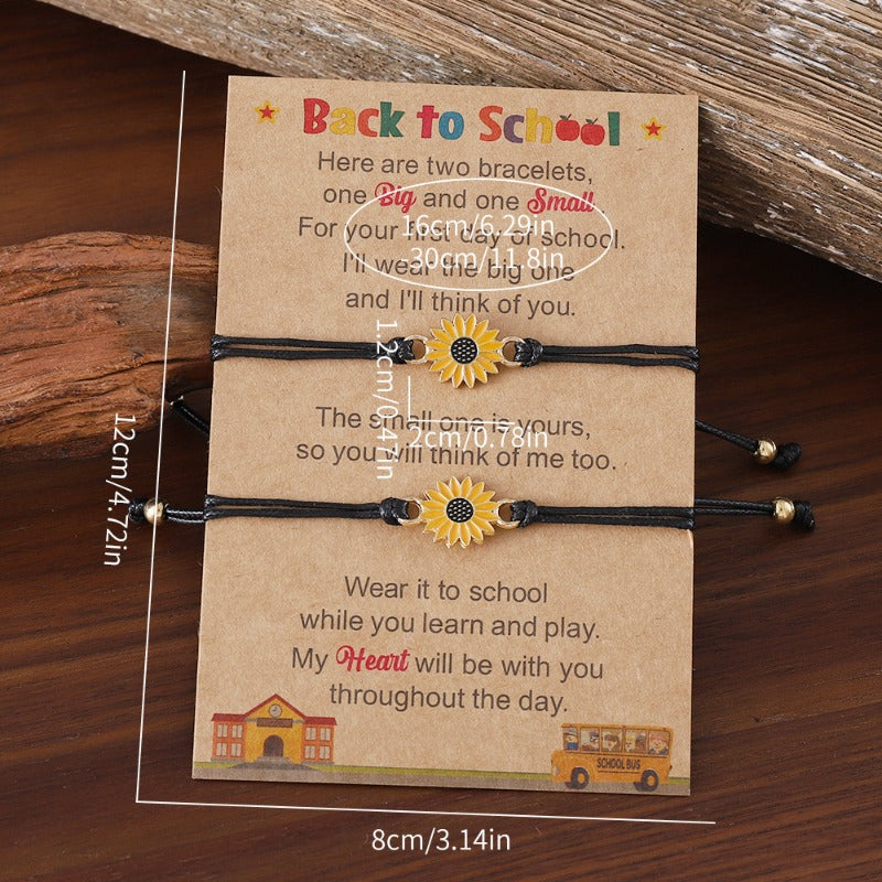Wholesale Teacher's Day Sunflower Woven Blessing Card Bracelet ACC-BT-zhiyu007