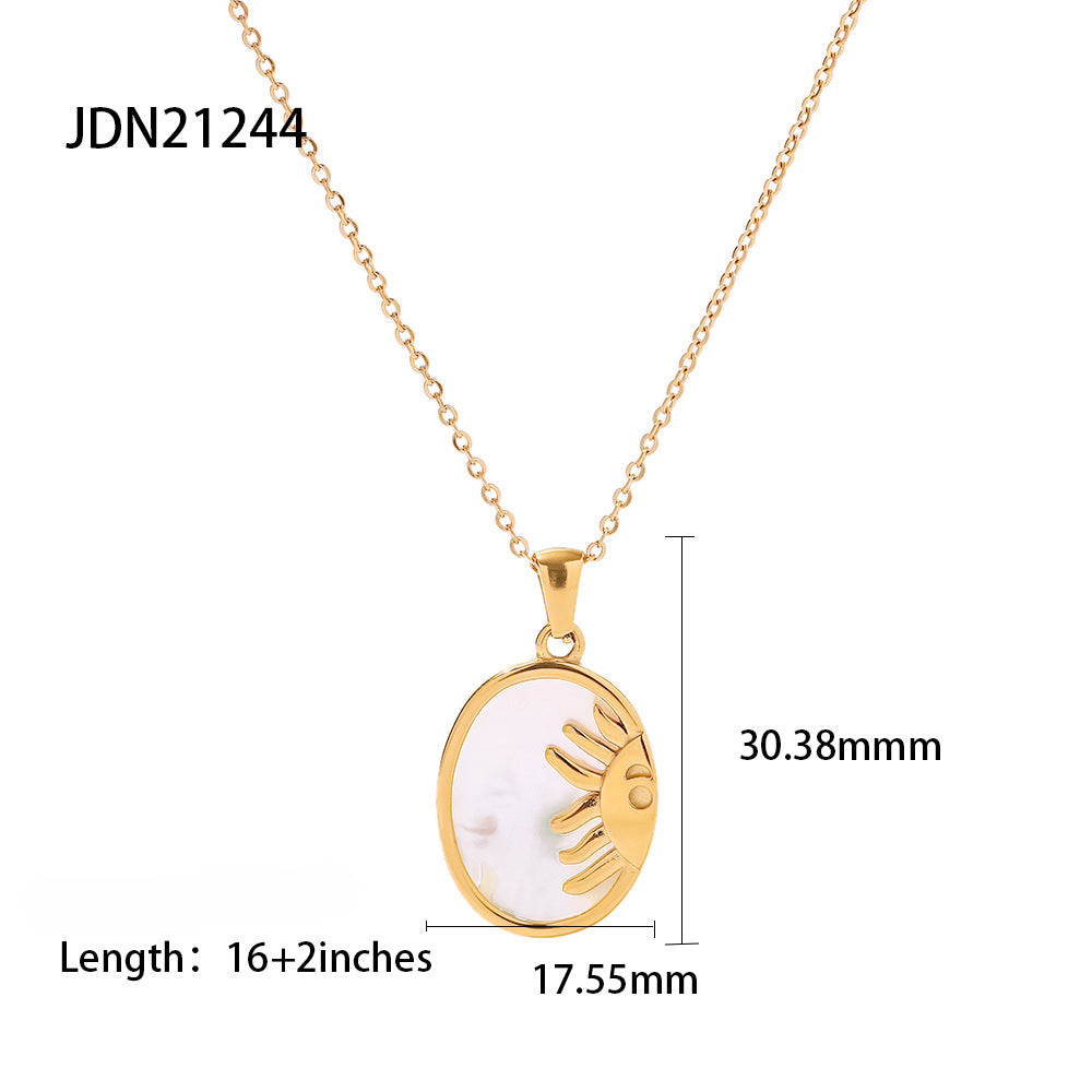 Wholesale Vintage Stainless Steel Mother of Pearl Heart Necklace ACC-NE-WanXing001