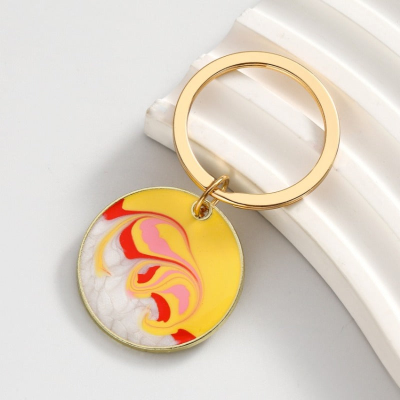 Wholesale DIY Bohemian Style Oil Drip Color Matching Disc Keychain ACC-KC-RongR084