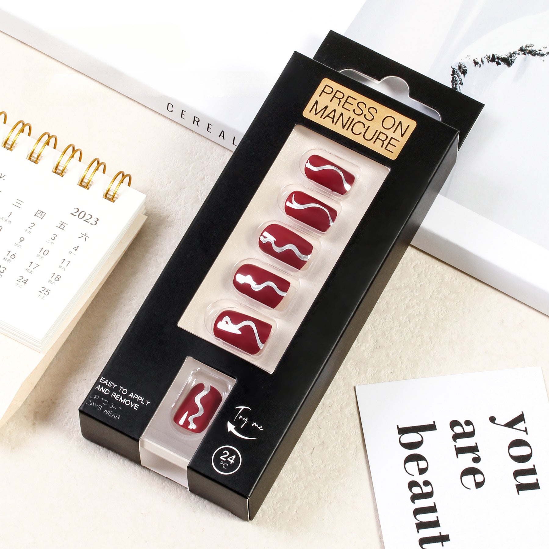 Wholesale Press on Nails Kits 24 Ballet Nail Adhesive Nail Enhancement Tablets ACC-NS-XKQ008