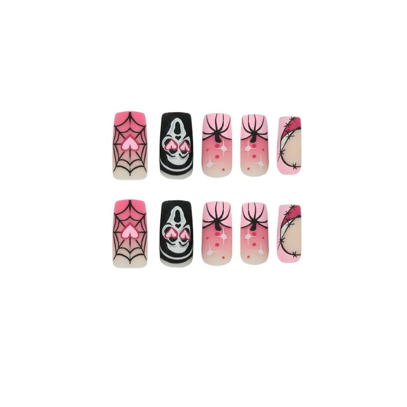 Wholesale 24 Pieces/box Halloween Pink Gradient Press-on Nails Kits Nail Stickers ACC-NS-LeFan125