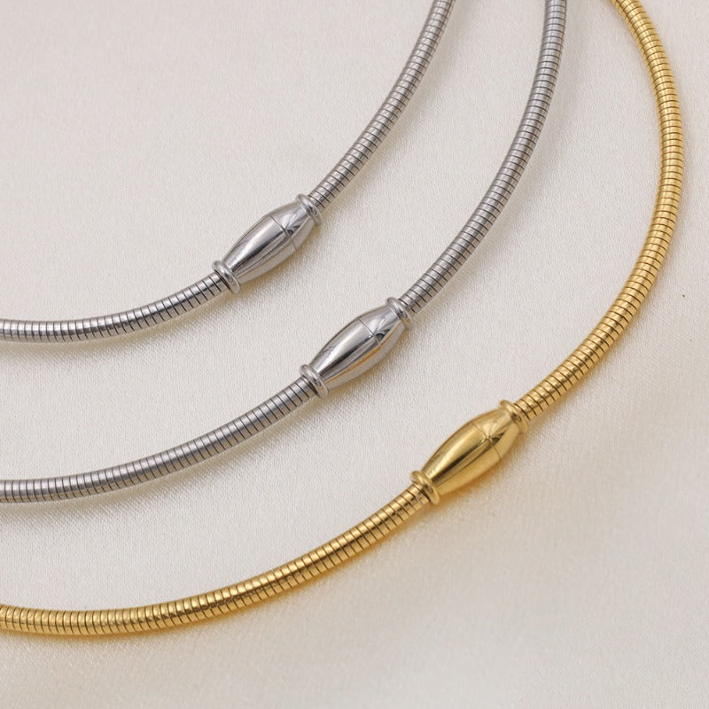 Wholesale Non-fading Ring-shaped Round Tube Titanium Steel Necklaces ACC-NE-XuanKa002