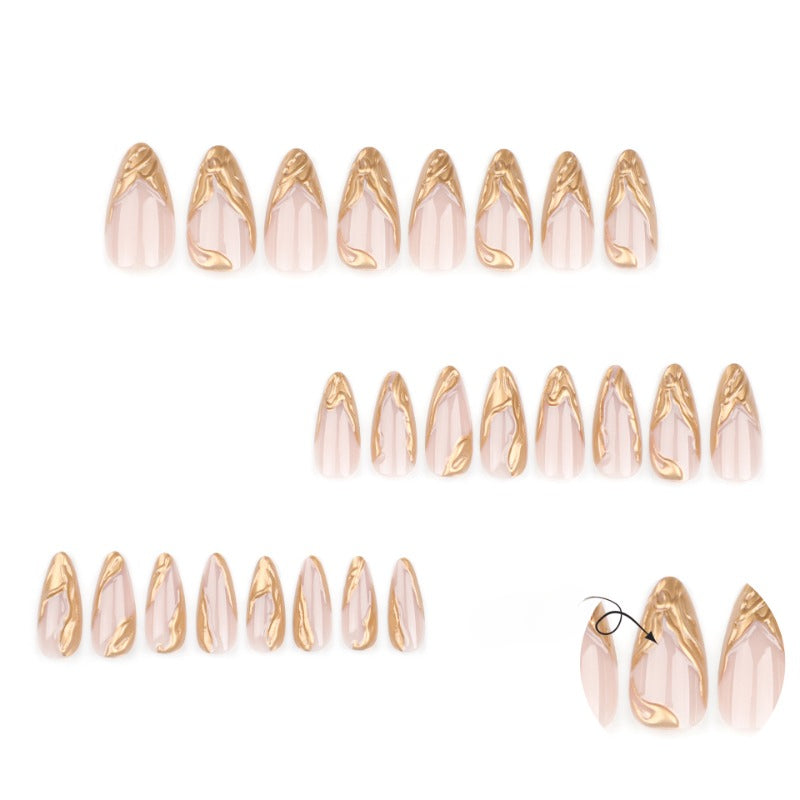 Wholesale 24 Pieces/box Gold Press-on Nails Kits Nail Stickers  ACC-NS-LeFan110