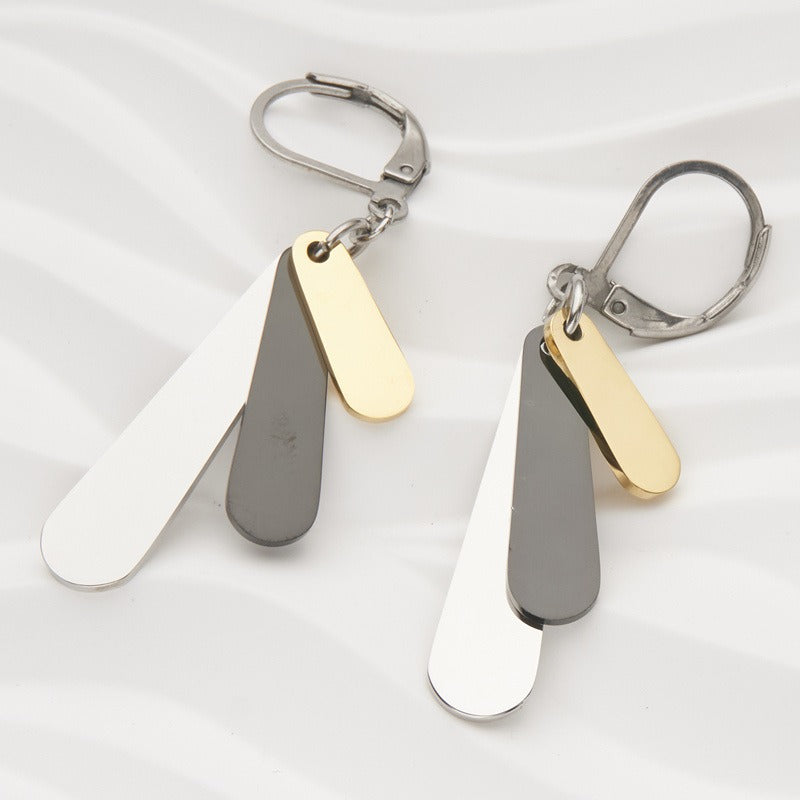 Wholesale Stainless Steel Three Color Drop Earrings ACC-ES-LanXiu003