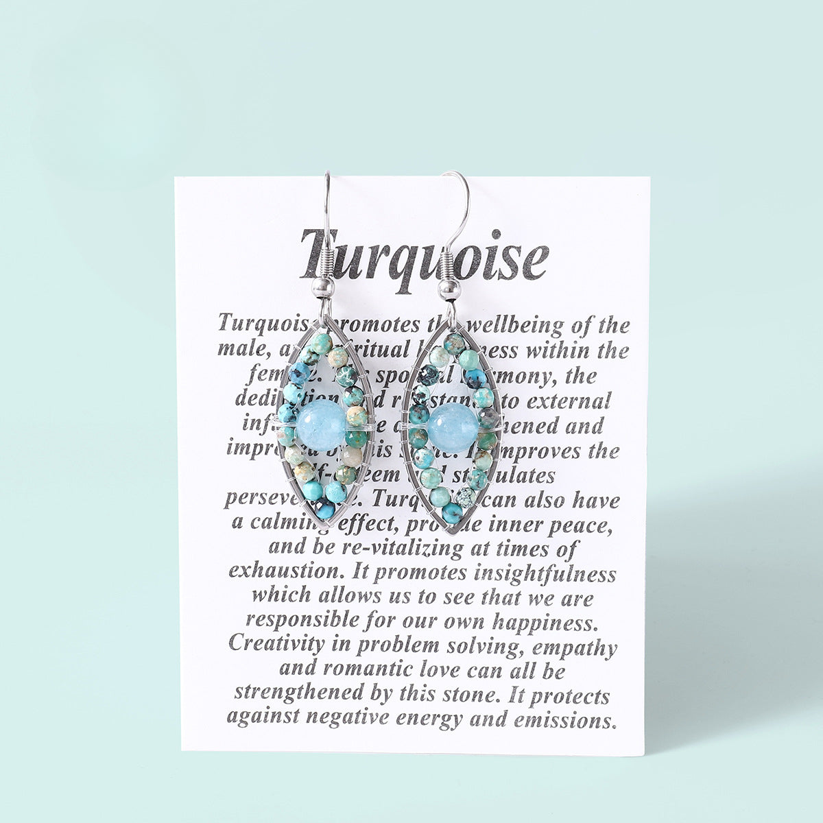 Wholesale Natural Stone Lycopodium Beads Devil's Eye Stainless Steel Earrings ACC-ES-MoAo001