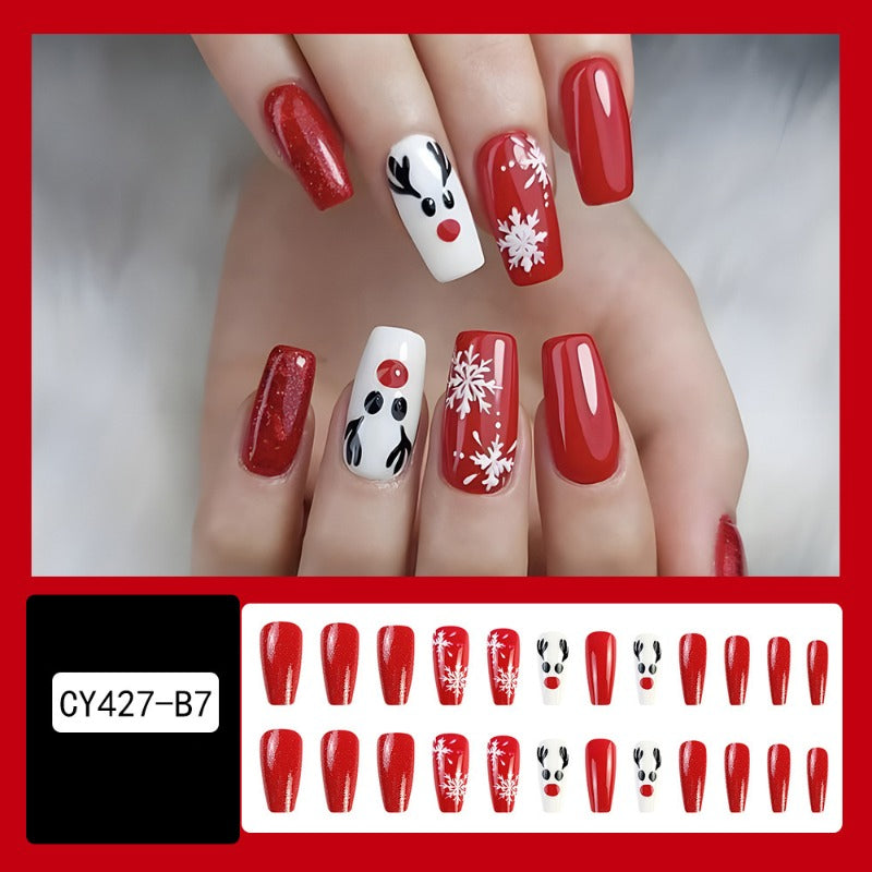 Wholesale 24 Pieces/box Christmas Red and White Snowflake Nails Kits Nail Stickers ACC-NS-QXJ051