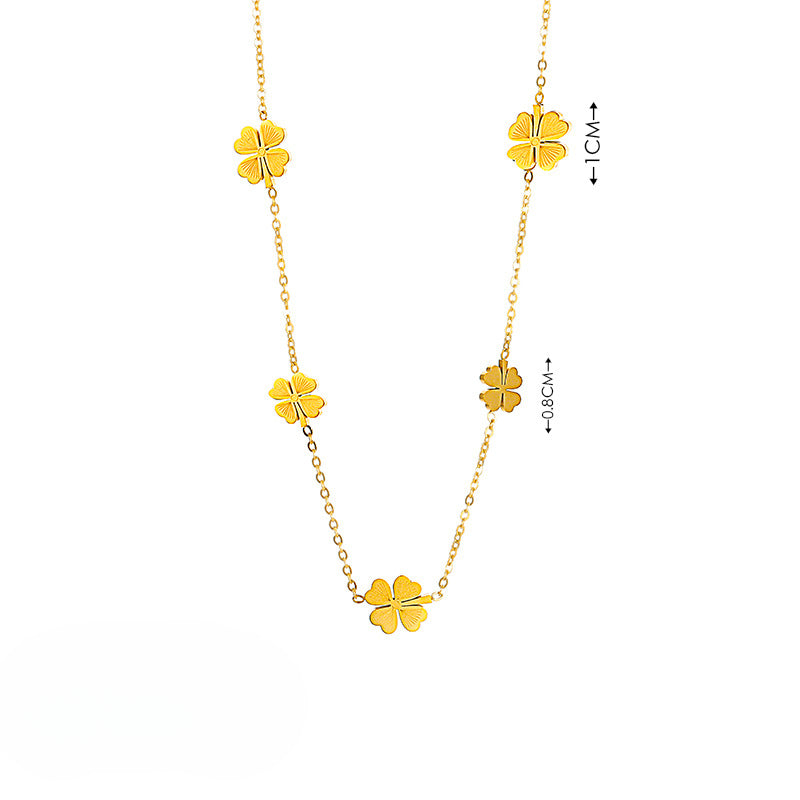 Wholesale Four-leaf Flower Light Luxury Necklaces Titanium Steel Necklace Sweater Chain ACC-NE-YiSheng005