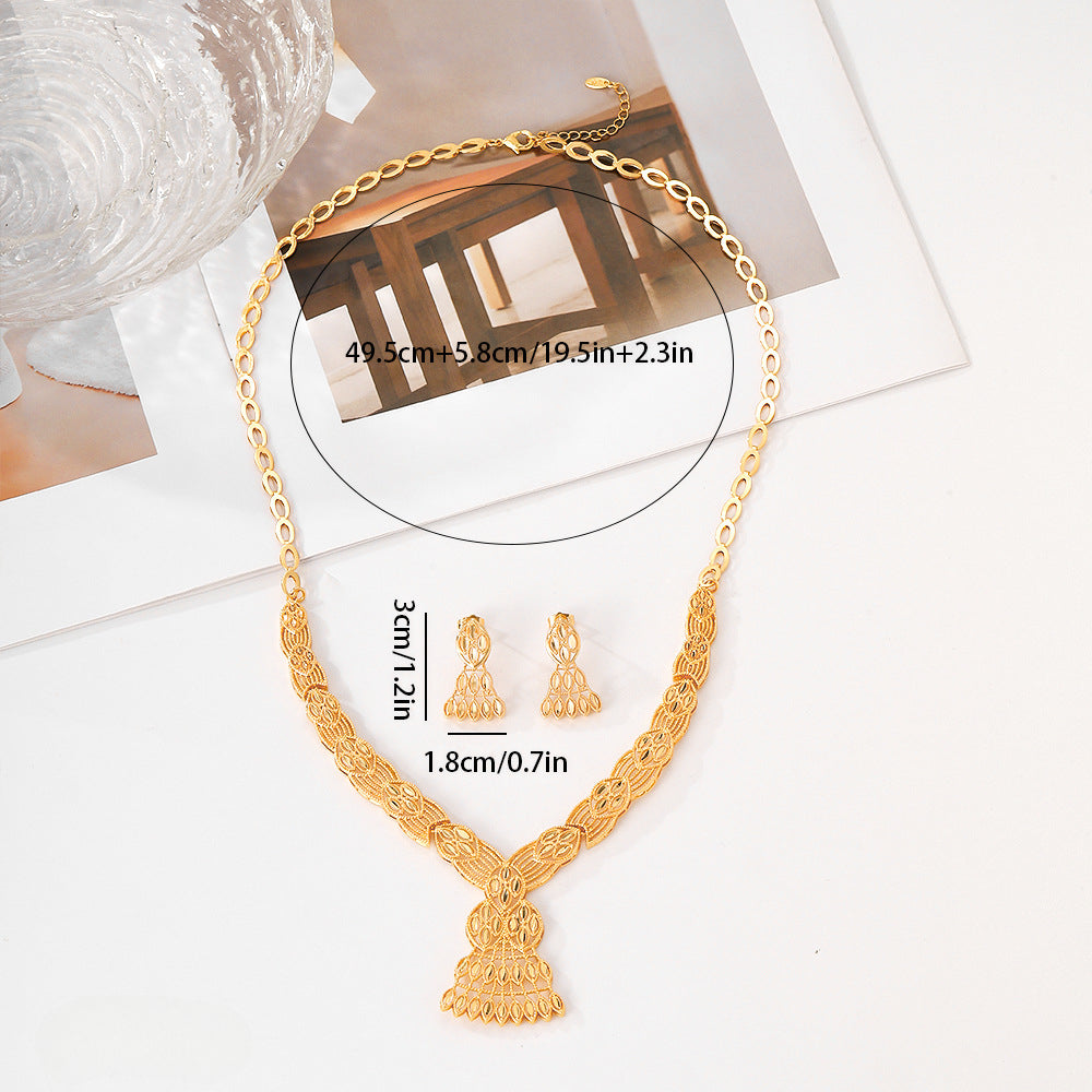 Wholesale Light Luxury Geometric Earrings Necklace Set ACC-NE-HengXuan002