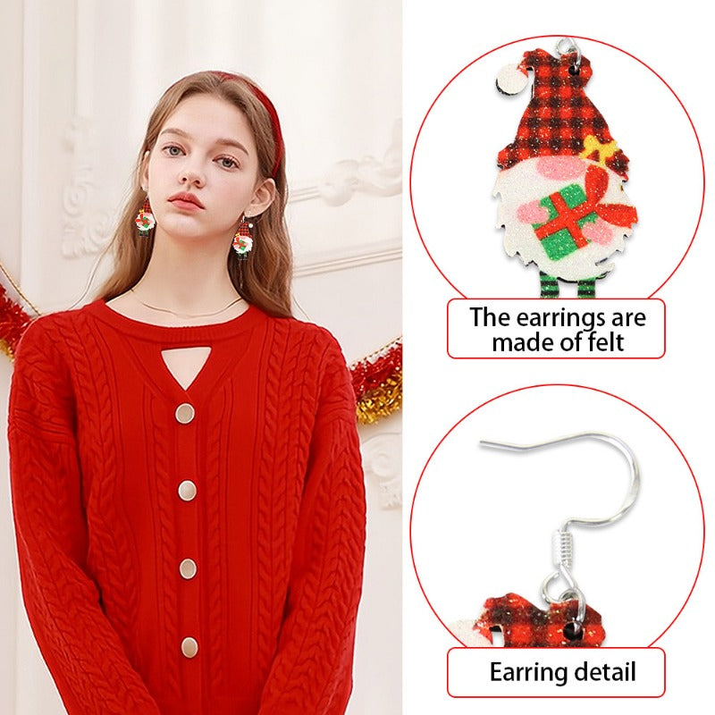 Wholesale Christmas Earrings Cartoon Christmas Tree Old Man Elk Earrings ACC-ES-ZhouHao002