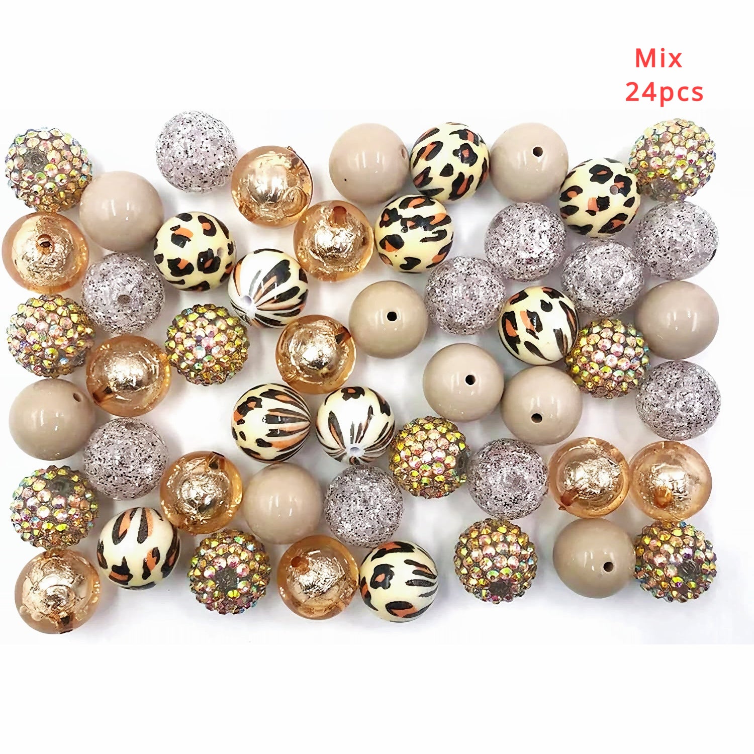 24pcs Bubblegum Beads Chunky Bead 20mm Mix, Brown Cow Chunky Beads, Pink Cow Beads, DIY Pens, DIY Lanyards, DIY Keychains, Jewelry Beads