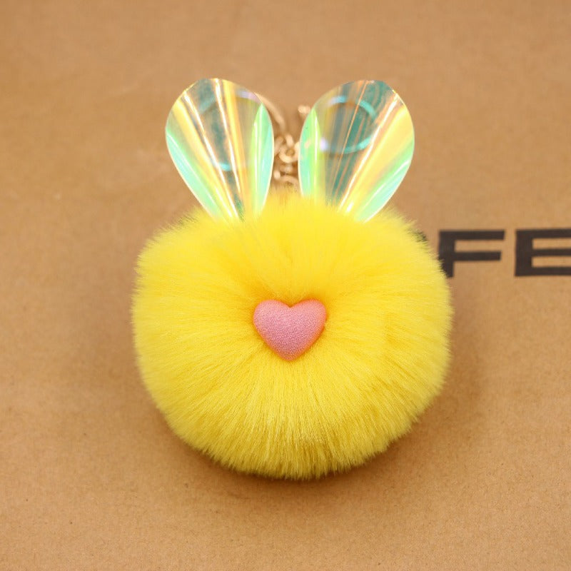 Wholesale Cute Color Changing Ears Rabbit Fur Ball Keychains ACC-KC-Zuge010