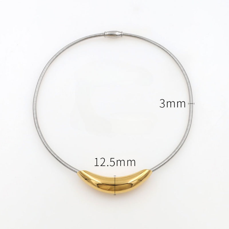 Wholesale Non-fading Ring-shaped Round Tube Titanium Steel Necklaces ACC-NE-XuanKa002