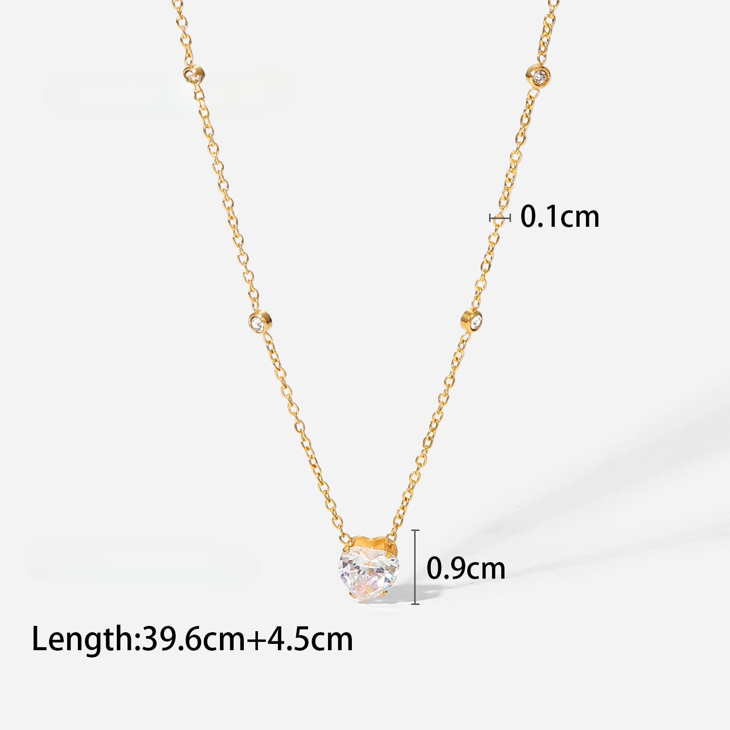 Wholesale 18K Gold Plated Stainless Steel White Heart Shaped Zircon Necklace ACC-NE-Jied003