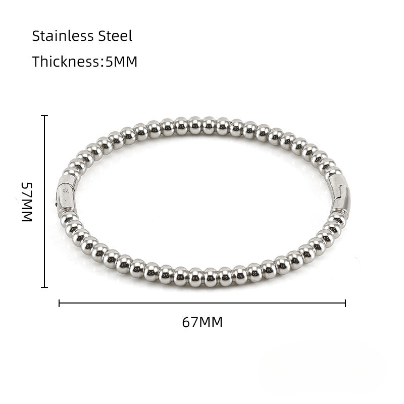 Wholesale Round Stainless Steel Bracelet Titanium Steel Beaded Hand Jewelry ACC-BT-Zhongy005