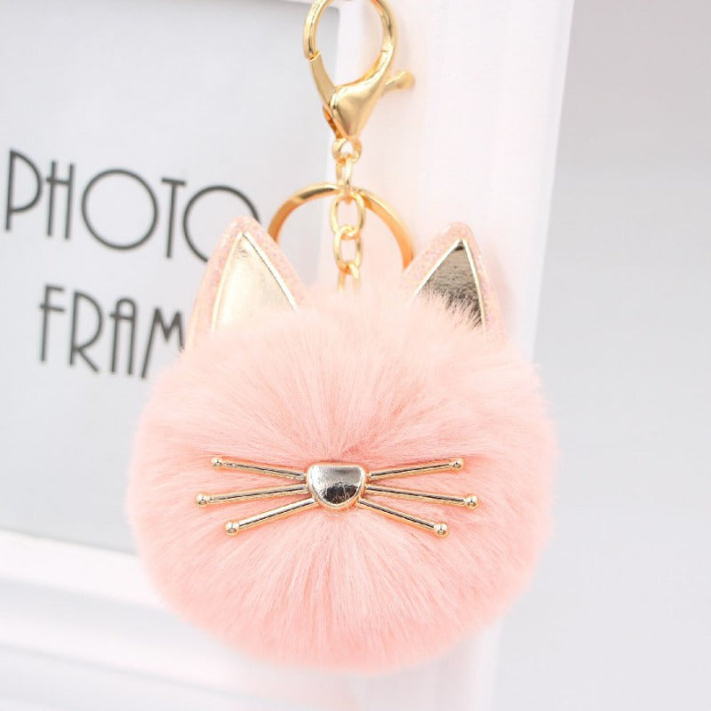 Wholesale Cute Girls Cat Fur Ball Keychains ACC-KC-Zuge011