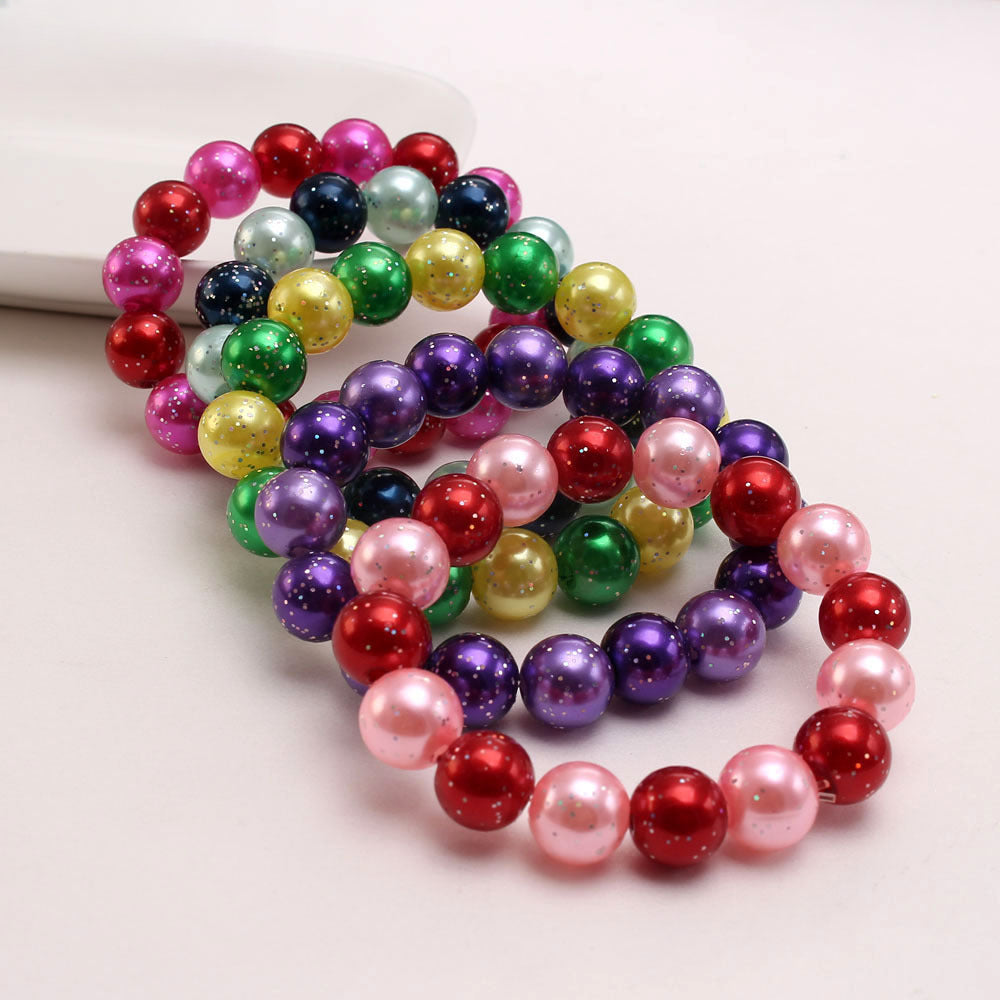 Wholesale Glitter Pink Acrylic Pearl Children's Bracelet ACC-BT-NiJia001