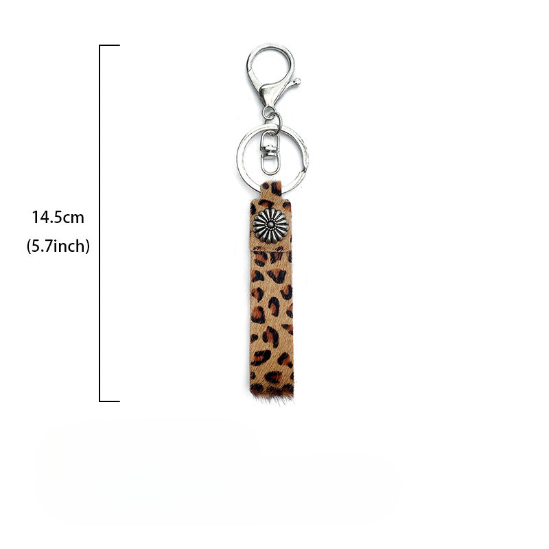 Wholesale Western Style Alloy Leather Pendant Leopard Print Keychain Bulk Keychains ACC-KC-XinChuan005
