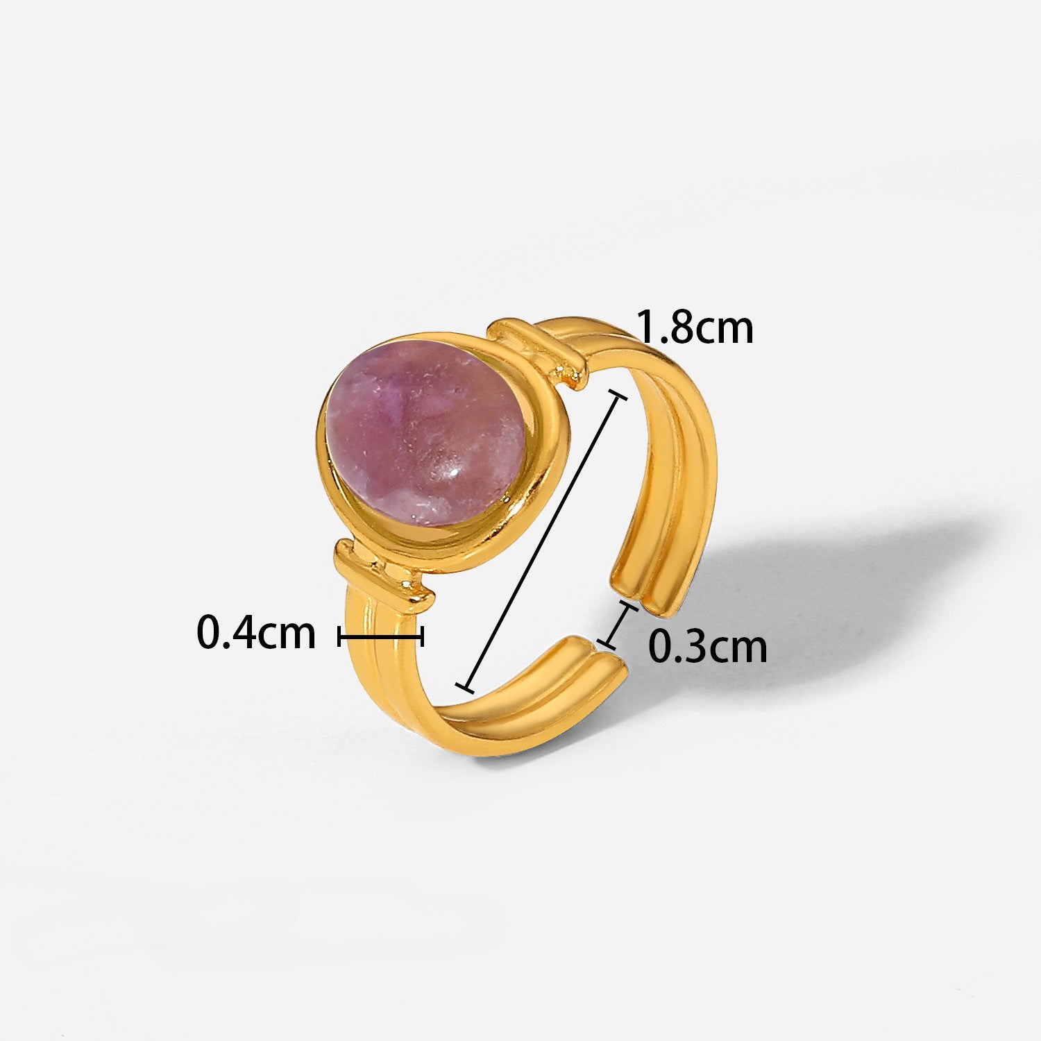 Wholesale Vintage Stainless Steel Ring 18k Gold Plated Natural Stone Rings ACC-RS-MuC003