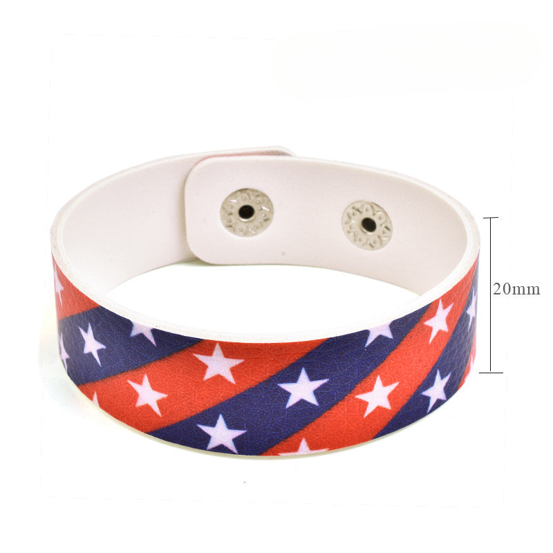 Wholesale Leather Bracelet Commemorative Edition Football Fan Bracelet PU Leather Independence Day Flag Bracelet ACC-BT-Yongz001