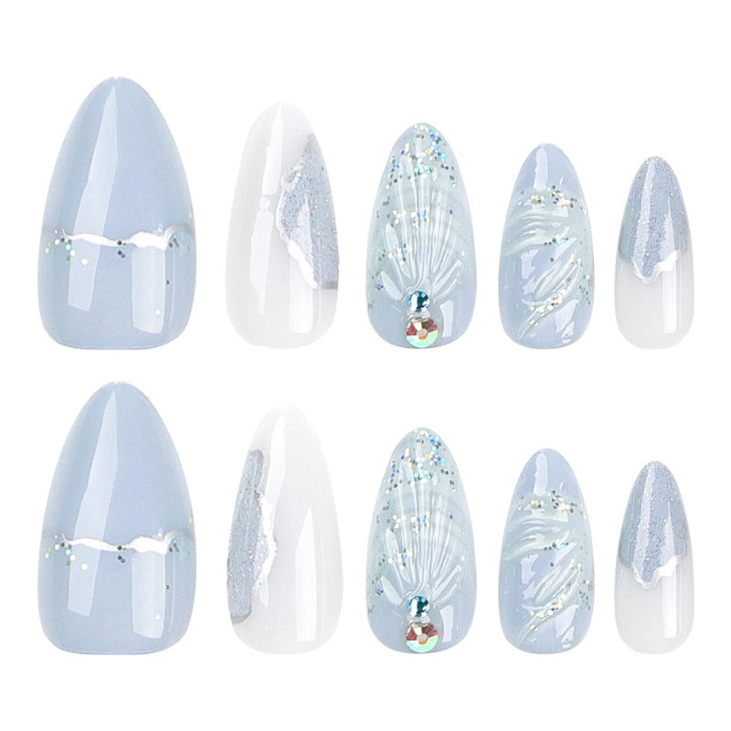 Wholesale 24 Pieces/box Water Drop Shell Nails Kits Nail Stickers ACC-NS-LeFan180