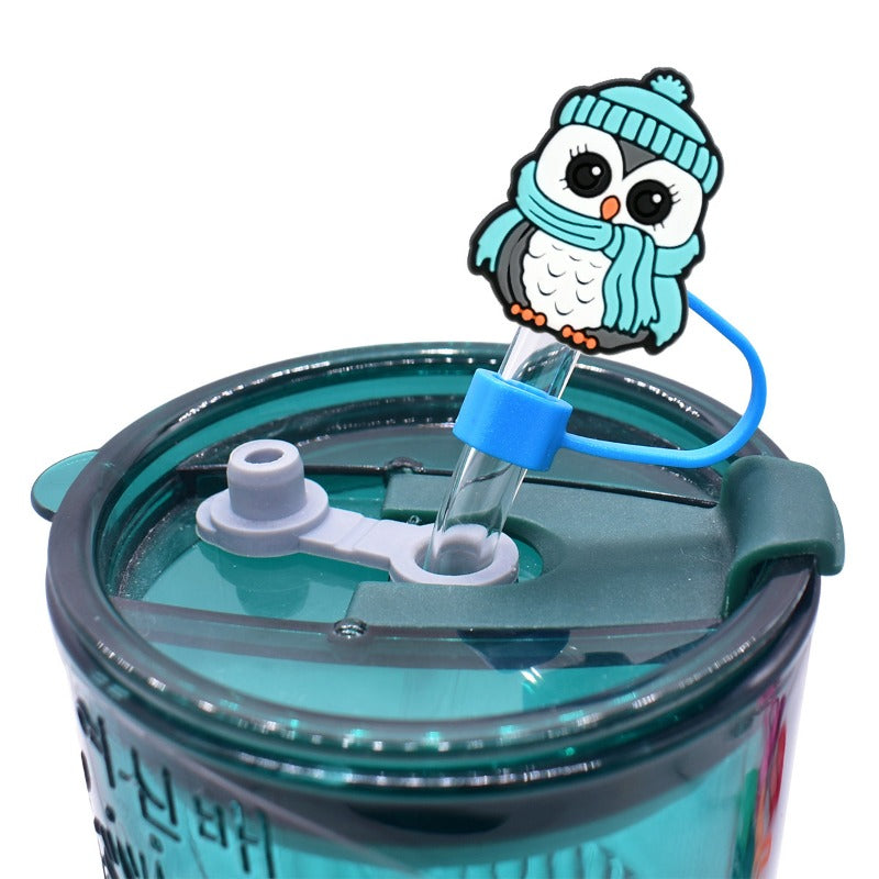 Wholesale Random 100pcs Cute Ice and Snow Series 10mm PVC Soft Straw Tube Cap  ACC-SCR-RYY109