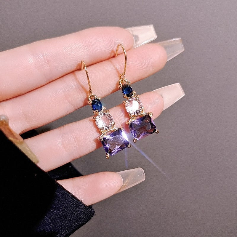 Wholesale Copper Purple Quadrilateral Elegant High-end Earrings ACC-ES-ZhiLing002
