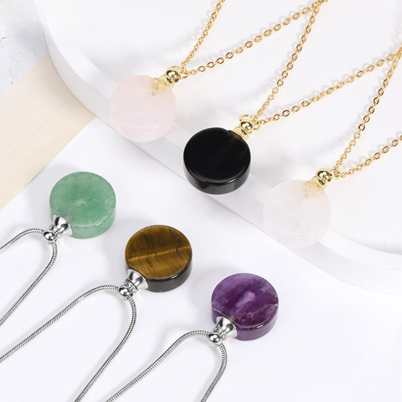 Wholesale Natural Stone Crystal Essential Oil Bottle Pendant Necklace ACC-NE-HuaiShe003