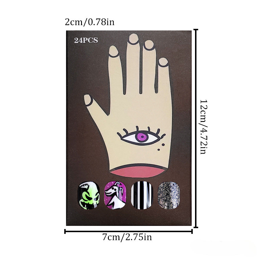 Wholesale 24 Pieces/box Skull Halloween Press-on Nails Kits Nail Stickers ACC-NS-GuaiXL079