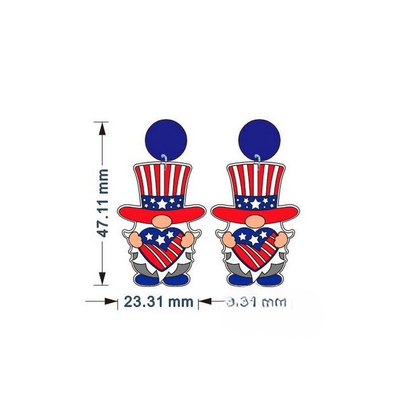 Wholesale American Independence Day Rainbow Hijab Women Acrylic Earrings ACC-ES-XP018