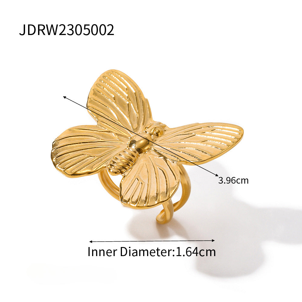 Wholesale Vintage Gold Sand Butterfly Bracelet Ring Necklace Set ACC-ES-WanXing002