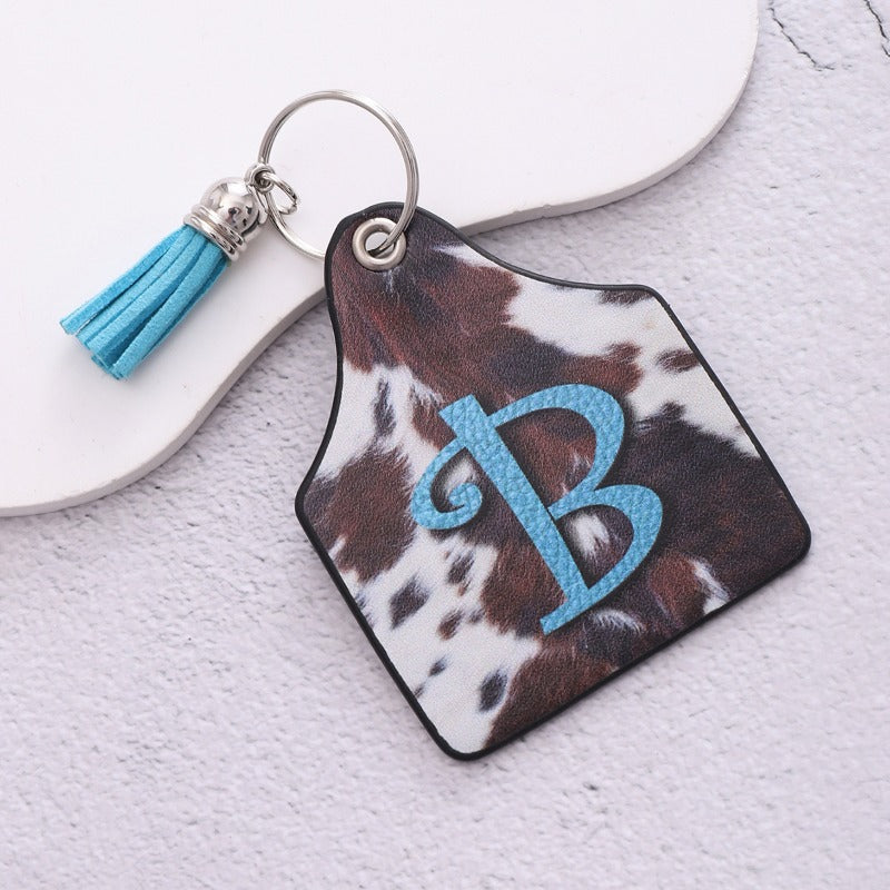 Wholesale Western Farm Sign Cow Pattern Keychain ACC-KC-YTian029