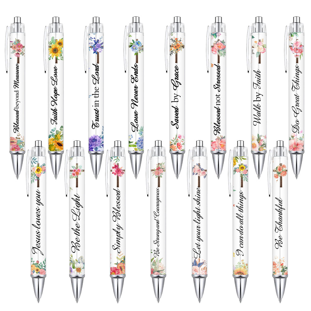 Wholesale 15pcs Inspirational Bible Verse Plastic Round Body Pen ACC-003