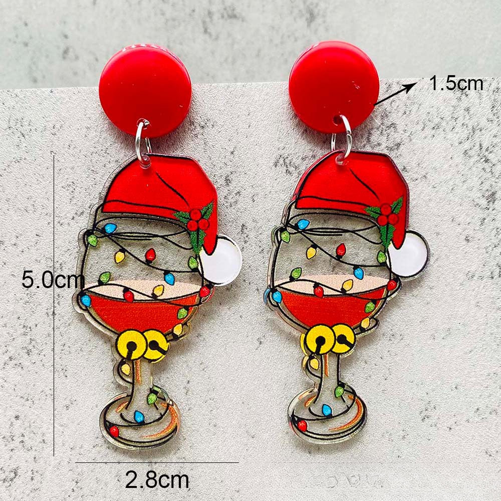 Wholesale Christmas Lights Red Wine Glass Acrylic Earrings ACC-ES-ChenY083